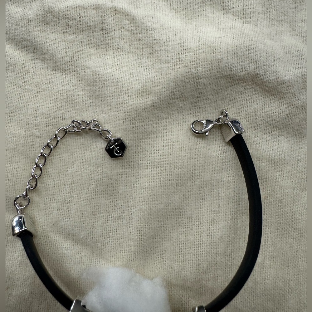 Touchstone crystal rubberized sterling silver bracelet - Picture 4 of 6